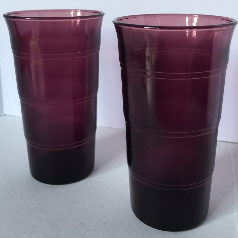 2 Amethyst Depression Glasses (17-185)